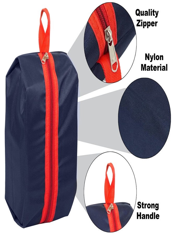 سنديا عبوة من قطعتين من حقائب الأحذية القابلة لإعادة الاستخدام من SNDIA للسفر والتخزين، منظم سفر للنساء والرجال، إكسسوارات سفر، منظم أحذية، حقائب أحذية، جرابات، غطاء أحذية للسفر (40 × 13 × 18 سم، أزرق وأحمر) - Image 3